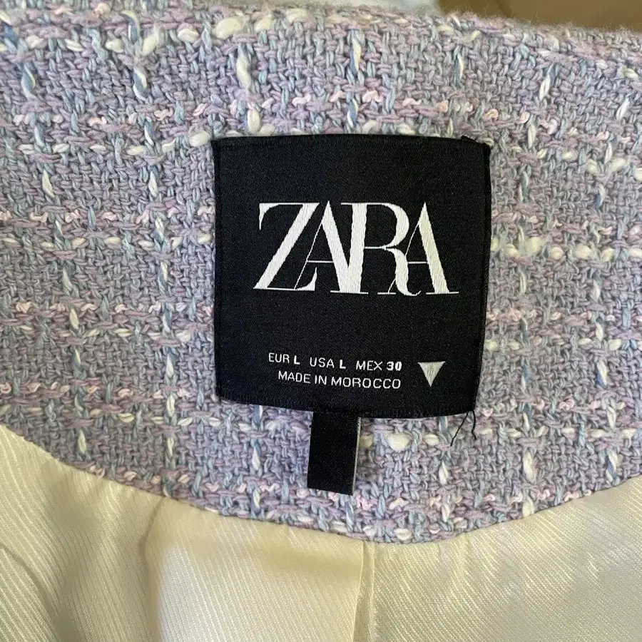 ZARA 자라 스트럭처 트위드 크롭 셋업연보라