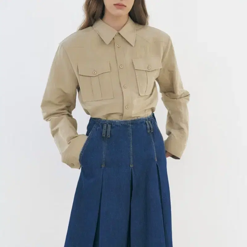 메종마레 Denim Pleats, Blue