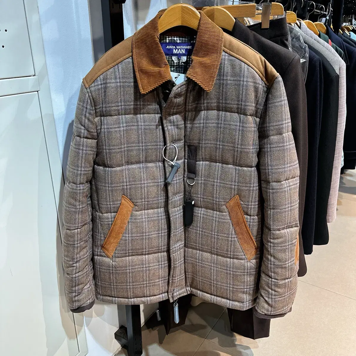 (Genuine/New) Junya Watanabe Men's Brown Check Wool Padded Jumper Jacket