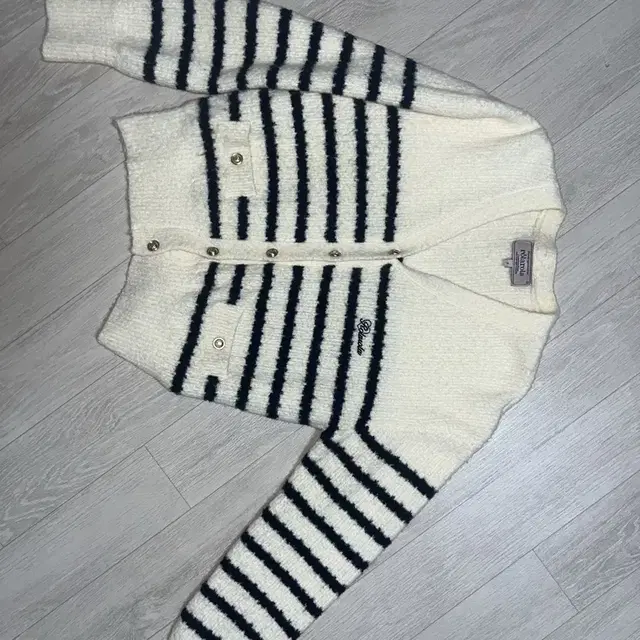 로라로라-WOOL BLENDED STRIPE CARDIGAN IVORY