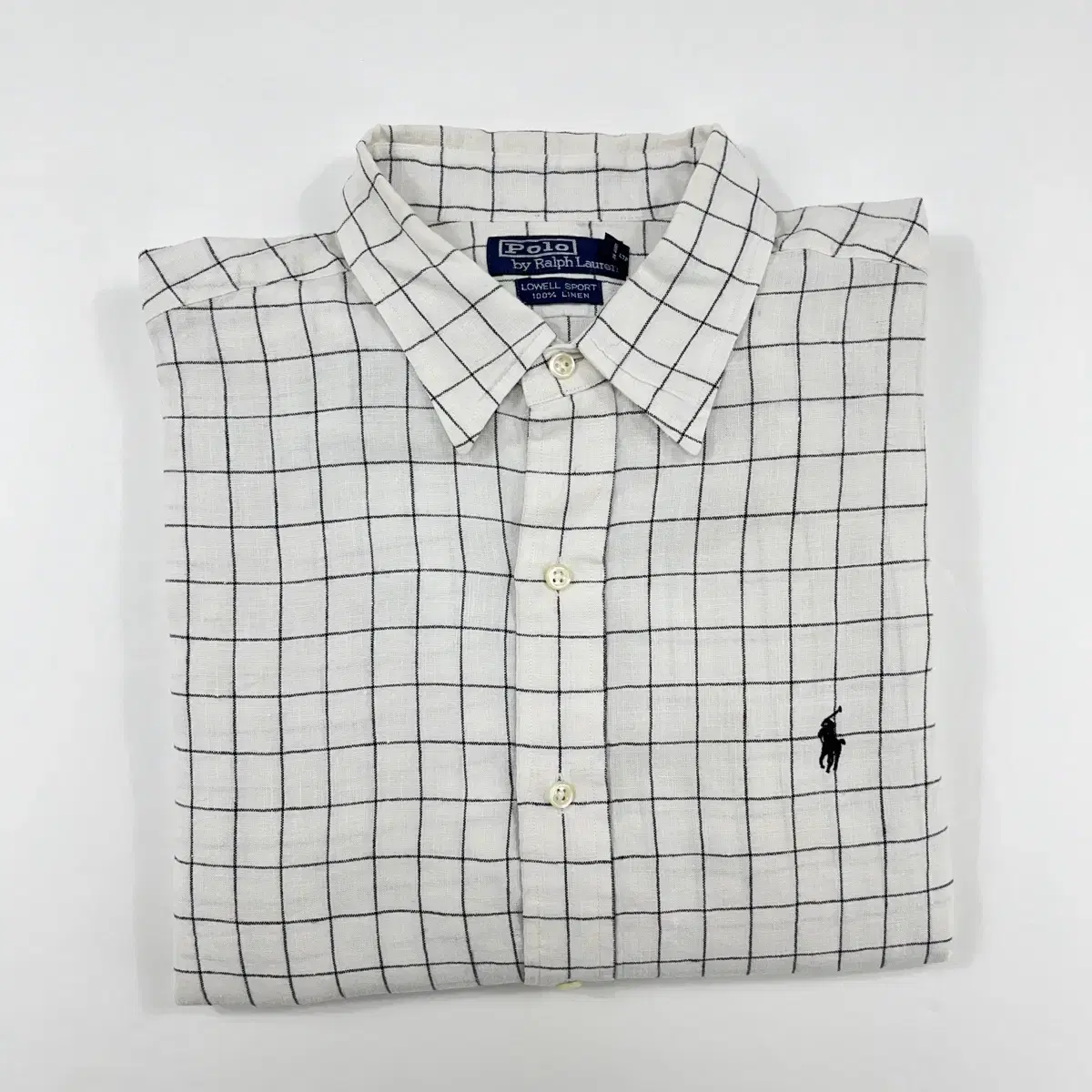 (CT489) XL Polo Check Linen Long Sleeve Shirt.polo