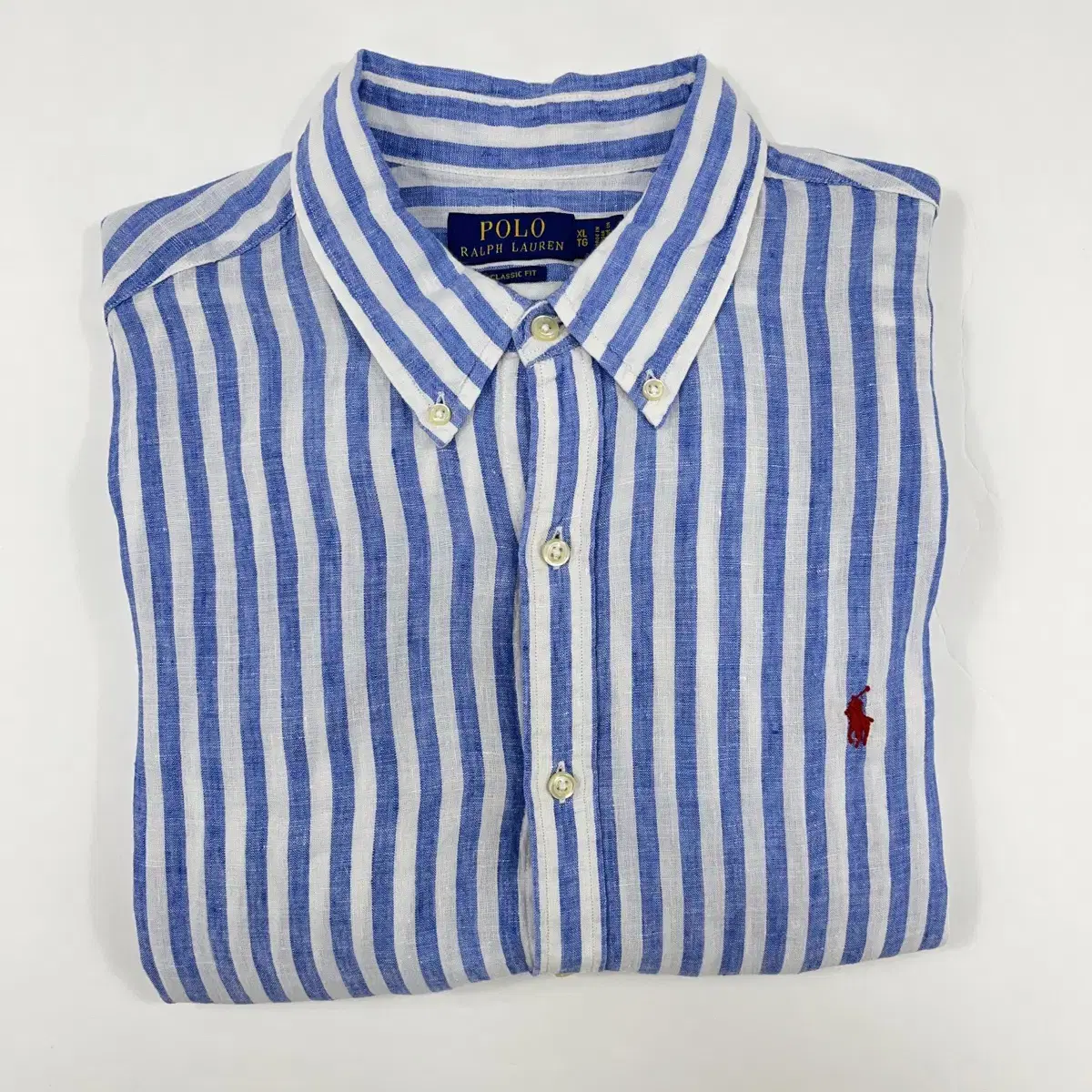 (CT490) XL(Tall)Polo checked linen(q certified)long sleeve shirt.polo