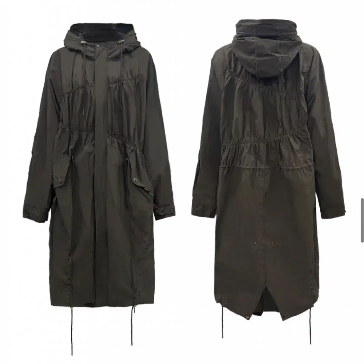 나체 rawcut shirring field coat mud brown