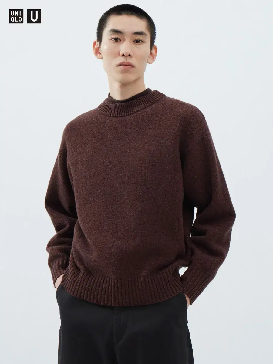 (Rare, L) UNIQLO U Premium Lambswool Gauge Crewneck Winter Brown