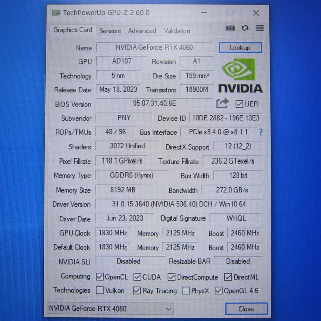 PNY RTX4060 VERTO D6 8GB Dual(AS 27년 1월)