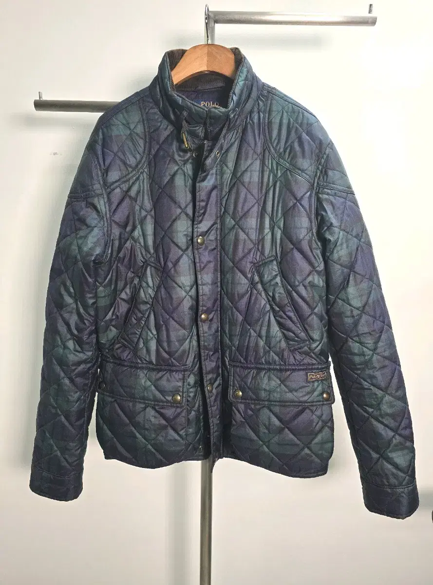 Polo Green Check Quilted Jacket M