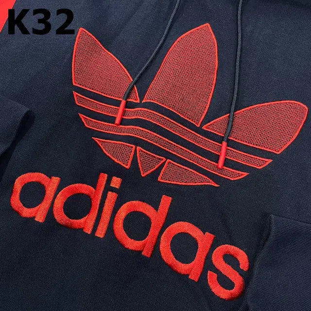 [3XL] 아디다스 웜업 후디 빅로고 레드 테이핑 후드티 K32