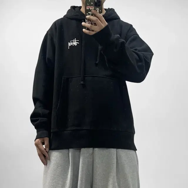 스투시 Stussy 베이직 로고 후드티 블랙