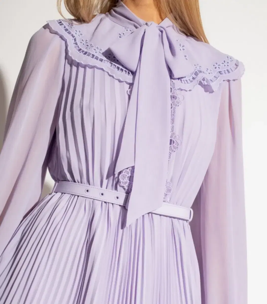 SELF-PORTRAIT Lilac Chiffon Midi Dress