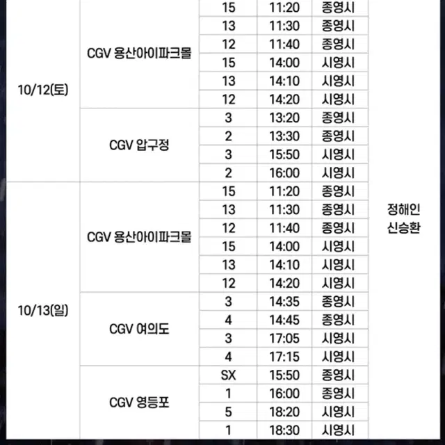 5주차 베테랑2 무대인사 양도합니다. (용산,영등포)