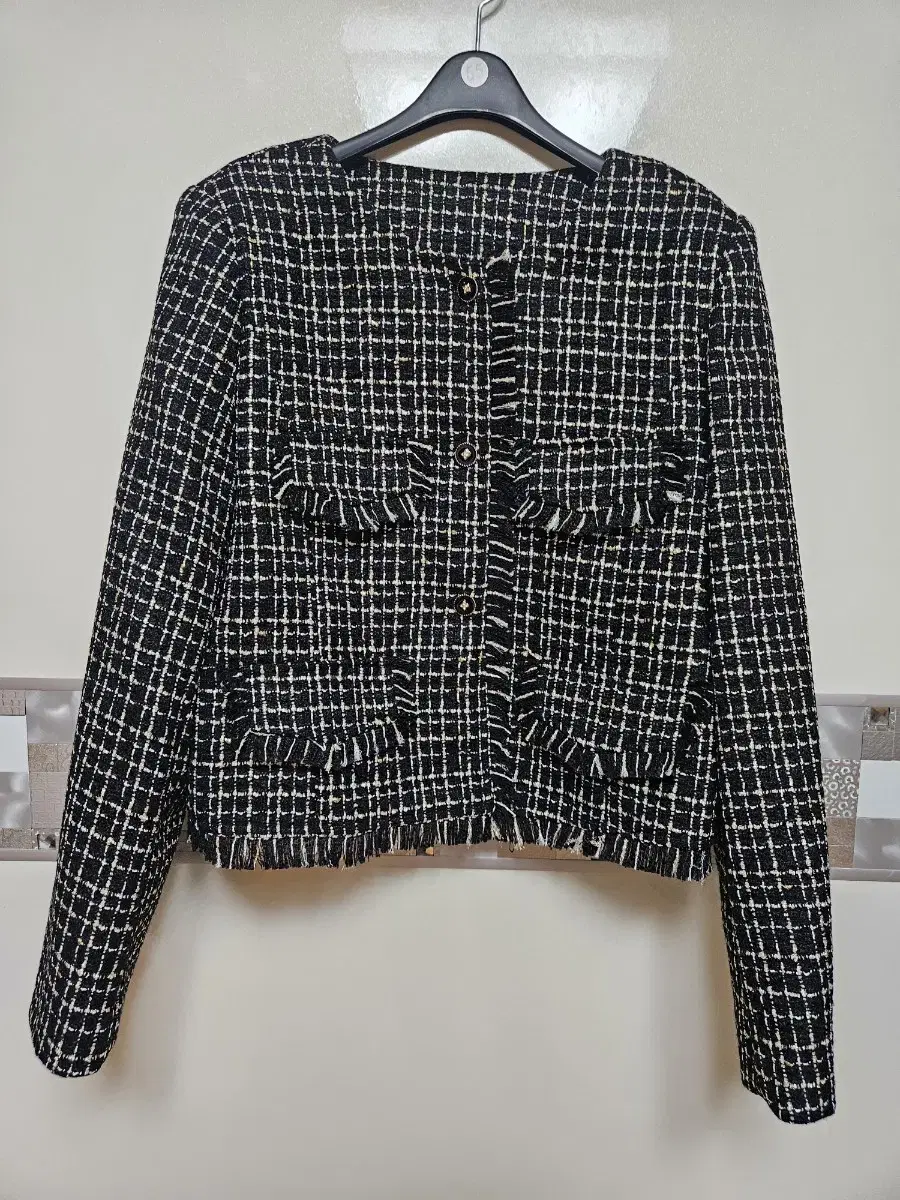 New Products) High-quality Tweed Jacket Gold Pearl 55-66 Checked Tweed Jacket Bom Jacket High-quality Jacket