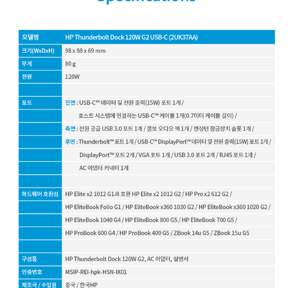 도킹스테이션] HP Thunderbolt Dock 120W G2