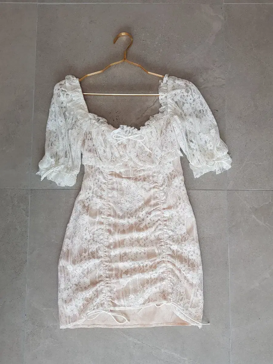 Mini lace white ONEPIECE (vintageJapanese made, second-hand specialty)JapanVintageMoriGirlExy'sPamgya