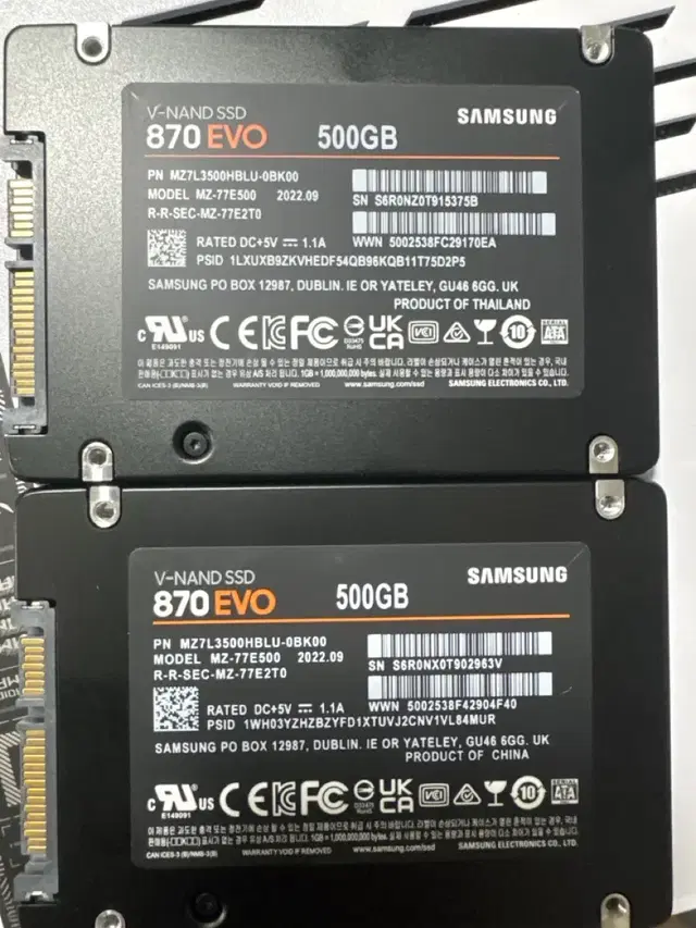 삼성 SSD 870EVO 500G 2장 일괄 팝니다