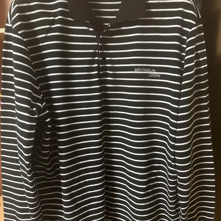 문선 unisex Stripe PK Shirt / Black