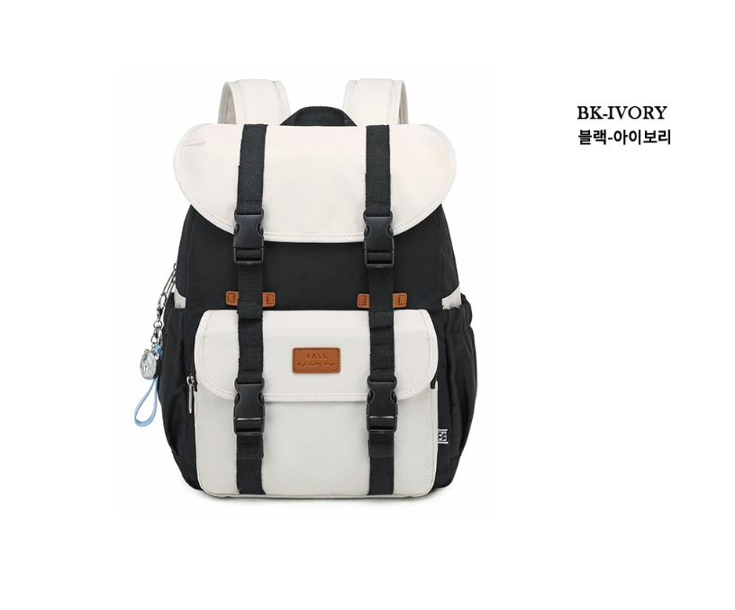 [New Products] Backpack Student Bag Office Worker Bag Includes Keyring Black Ivory