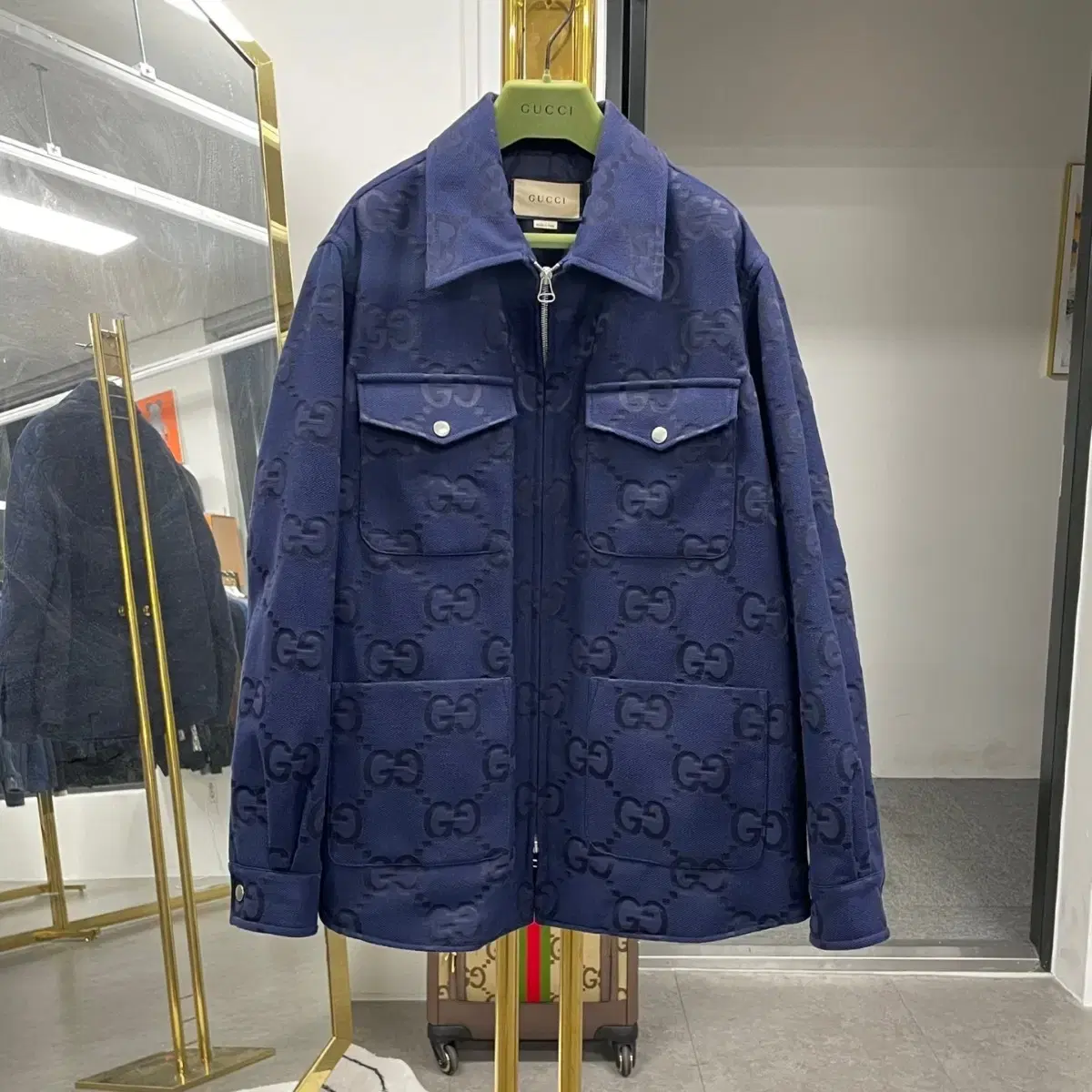 (44) Gucci Jumbo GG Cotton Canvas Jacket