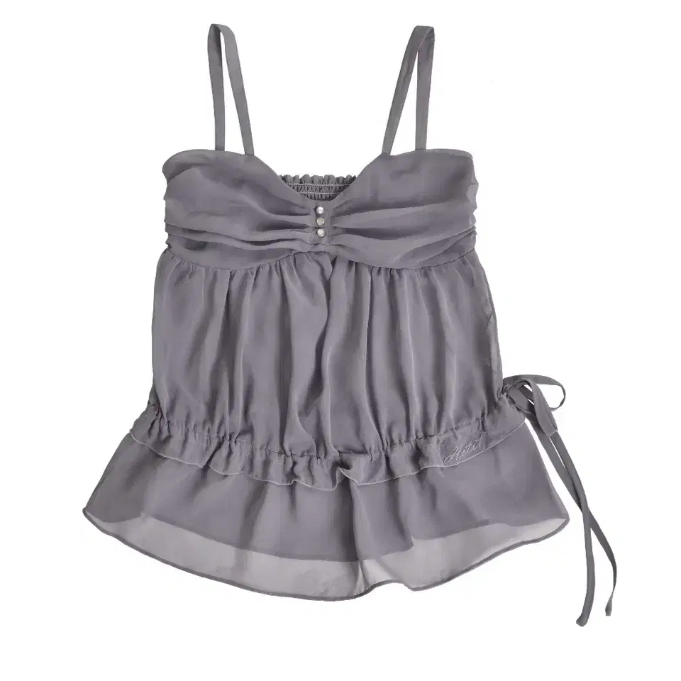 헤티 Sheer Shirring Top (Gray)