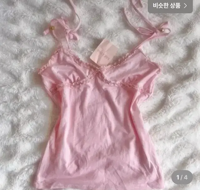 리즈리사 딸기우유핑크 히메갸루 레이스 리본 나시 슬리브리스 라떼갸루로걀탑