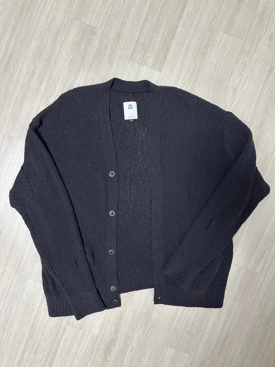 [3] Polythene Damaged Cardigan Black 24FW