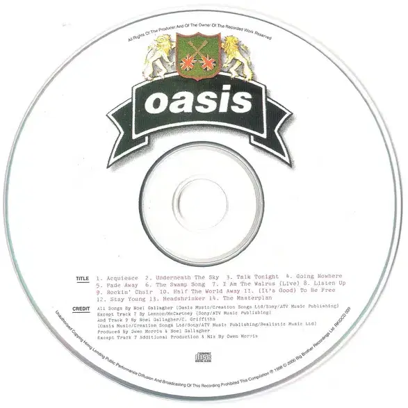 Oasis - The Masterplan (CD) 영국반 2000 VG