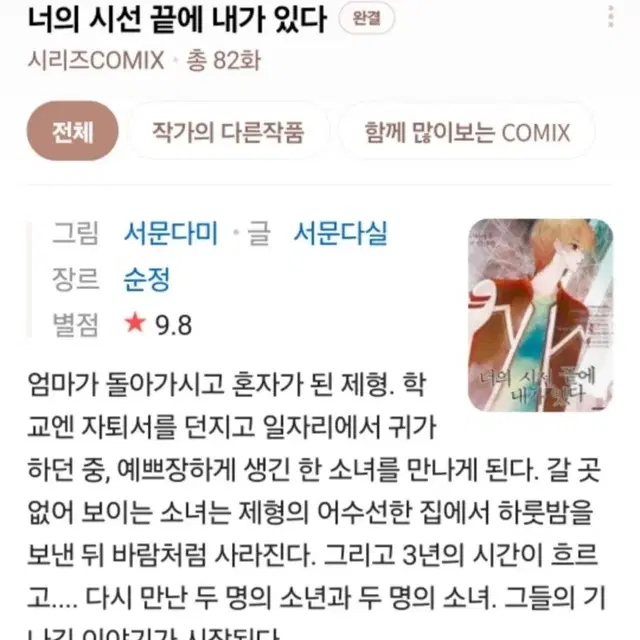 너의시선끝에내가있다 서문다미 bl 비엘 만화책