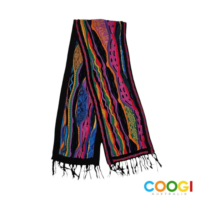 쿠지 COOGI 정품 입체 패턴 울 니트 목도리 머플러 N519