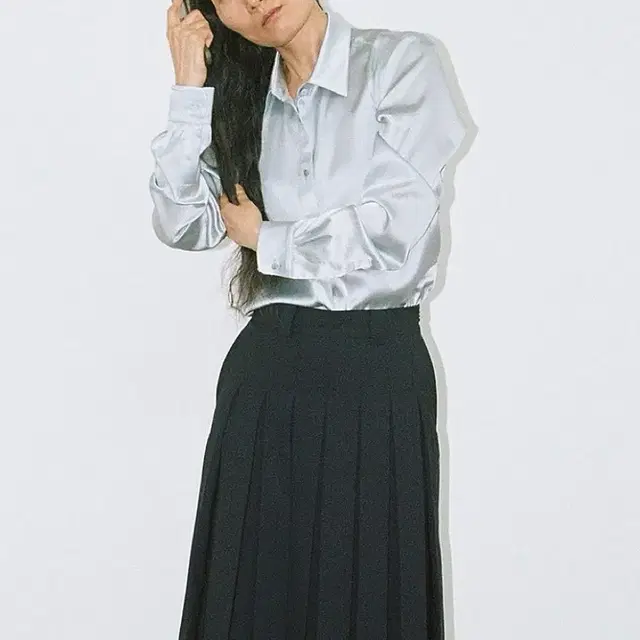 LFM Wool Pleated Flare Skirt (Brown) S