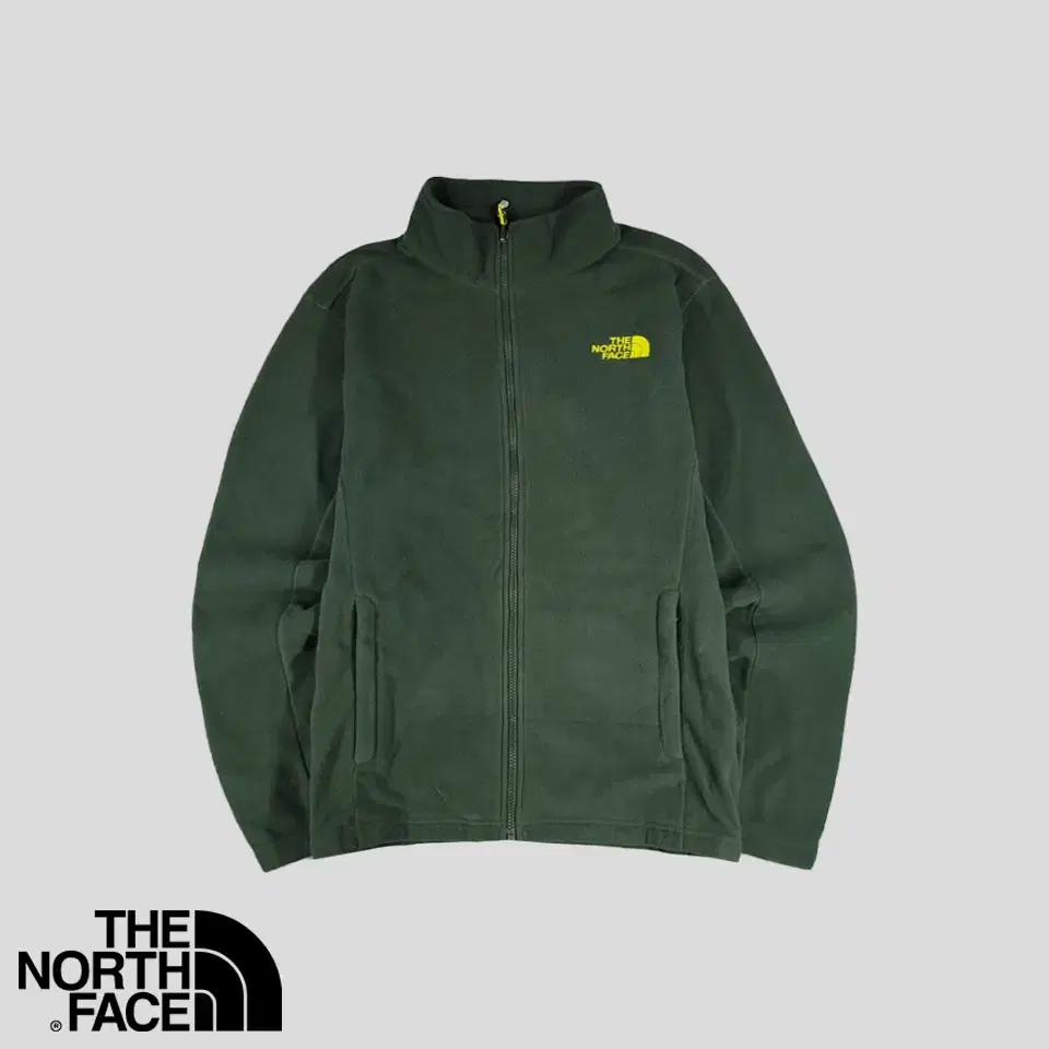 The North Face Green Neon Green Logo Embroidery Fleece Lining Fleece Zip-Up Jacket M