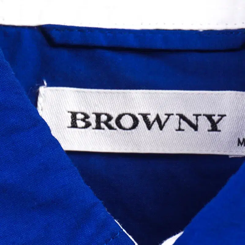 BROWNY 브라우니 블루 화이트 배색 코튼 셔츠남방 C180