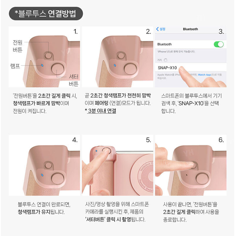 아이폰 맥세이프 스마트폰 블루투스 카메라셔터 한손촬영 핸드그랩