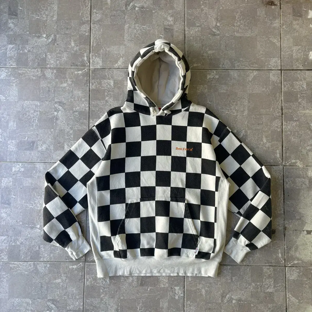 Ben Davis Vintage Checker Hoodie L