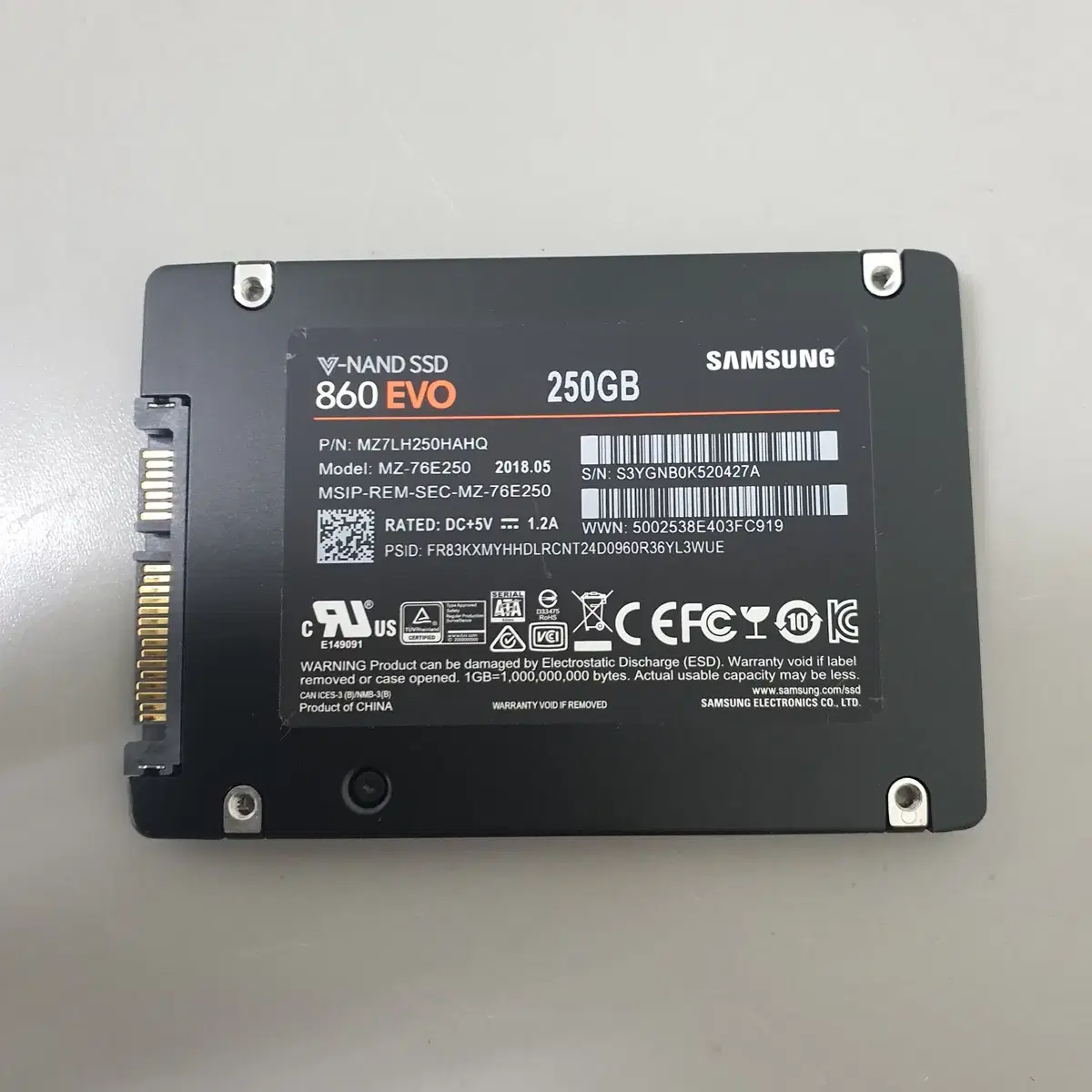 [무료배송] 중고 삼성 860 EVO 250GB SSD 94%