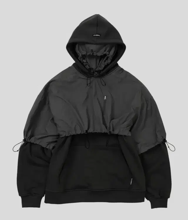 아조바이아조 후드 Layered Nylon Hoodie [CHARCOAL