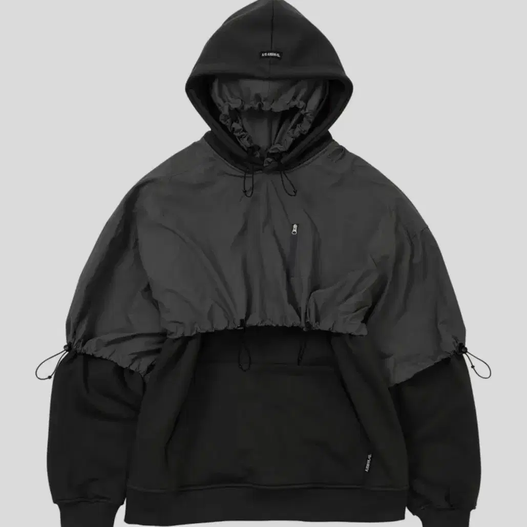 아조바이아조 후드 Layered Nylon Hoodie [CHARCOAL