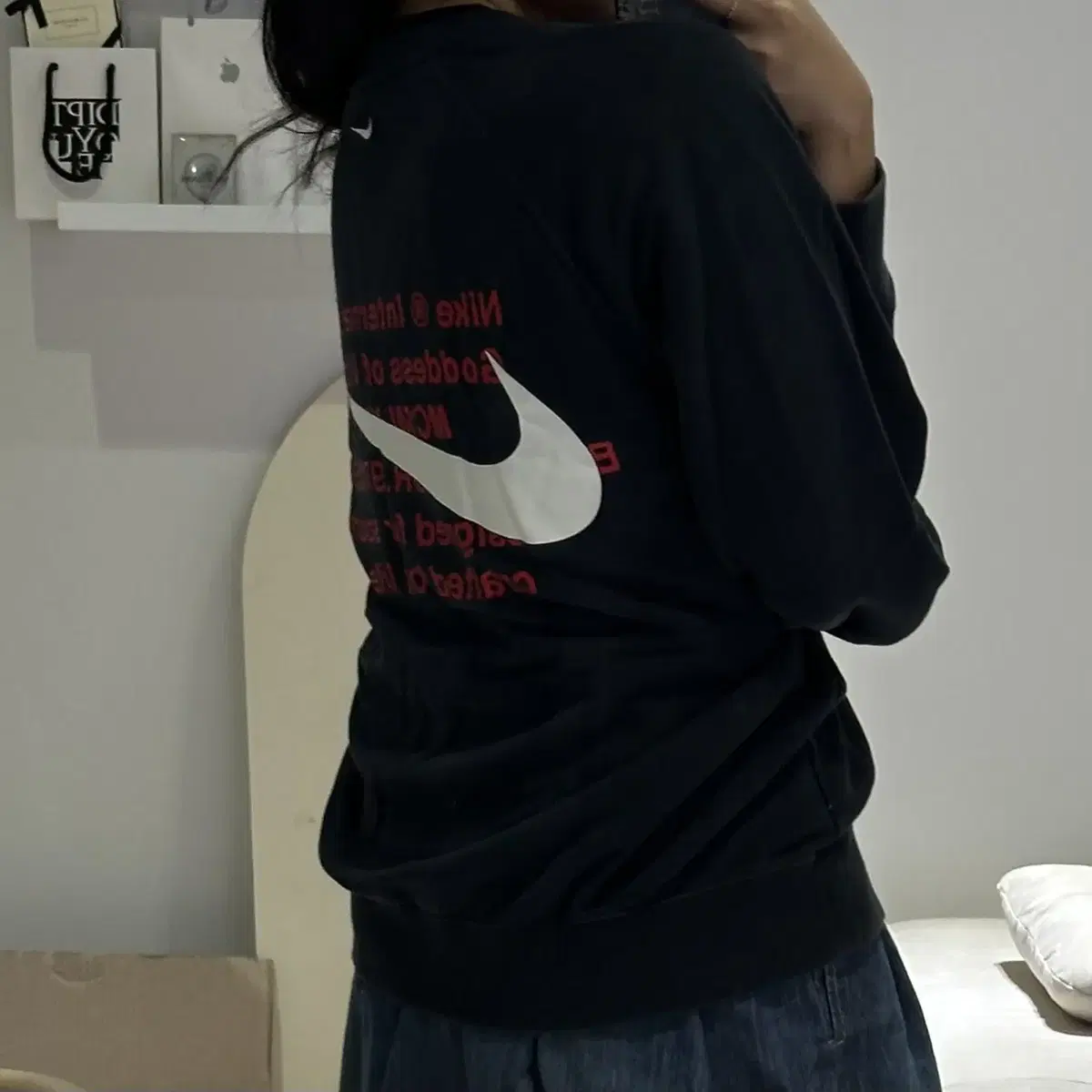 나이키 nike 더블스우시 블랙 맨투맨