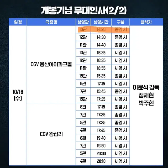 정재현 무대인사 6시간 후 너는 죽는다 10/16 CGV 용산아이파크몰