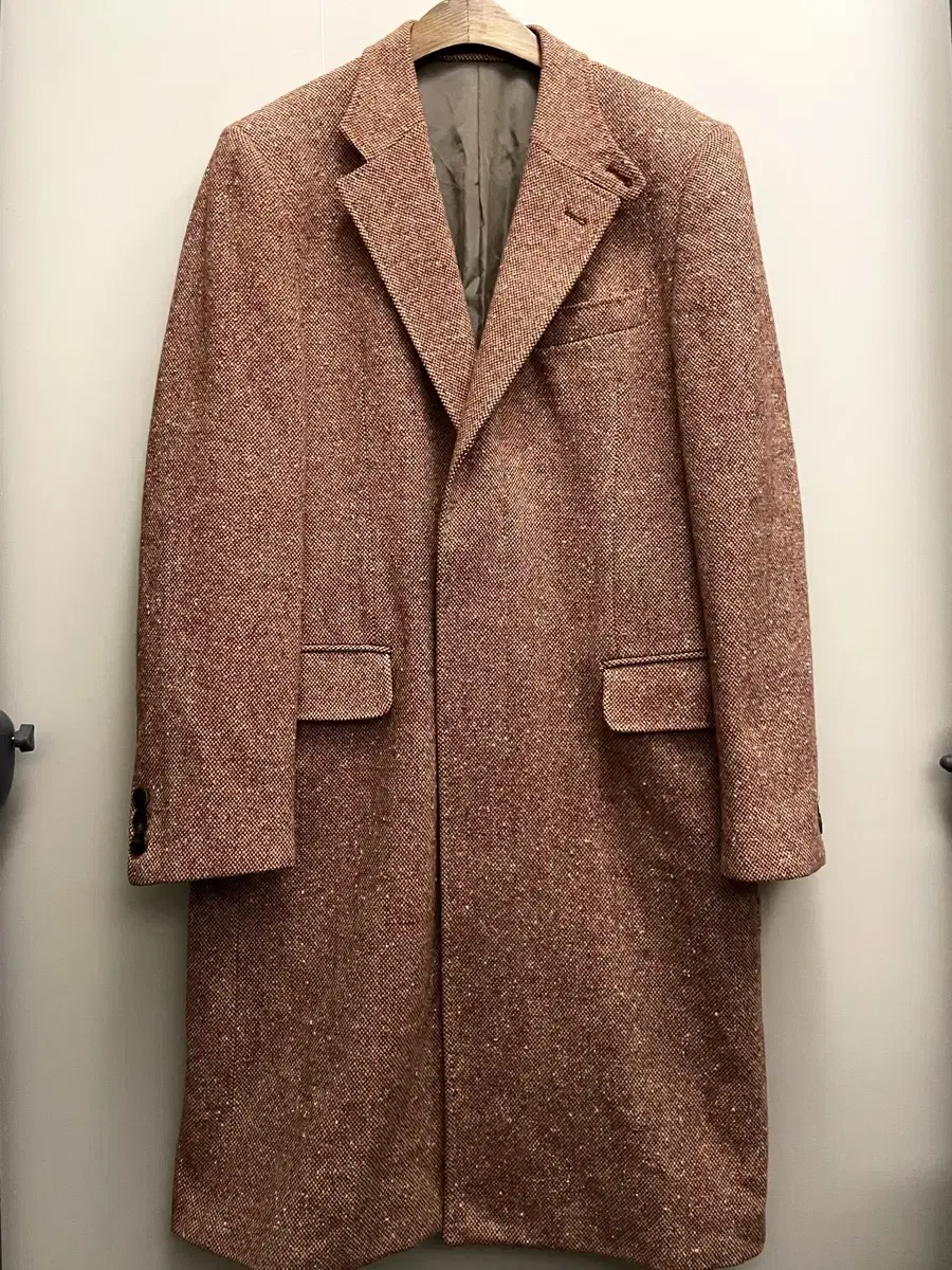 (XL/105)TIME Time Homme Wool Single Coat Long Coat Mixed Red