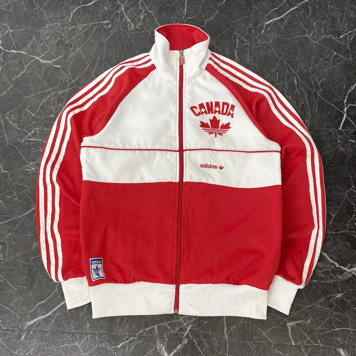 Adidas White Red Three Stripes Canada Track Top Jersey