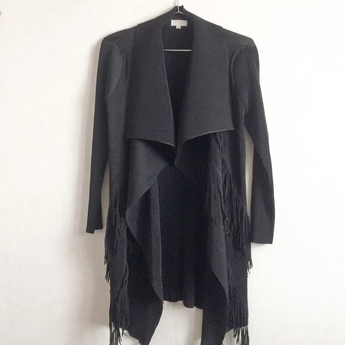 Fringe point pleats open cardigan