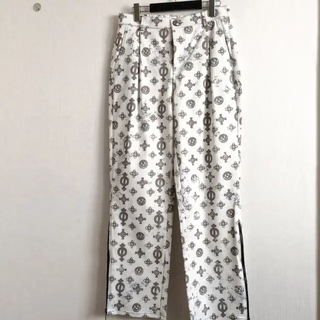 Side zipper pattern cotton pants