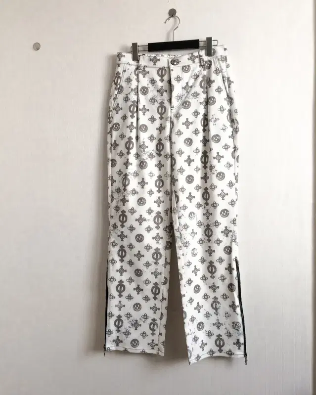 Side zipper pattern cotton pants