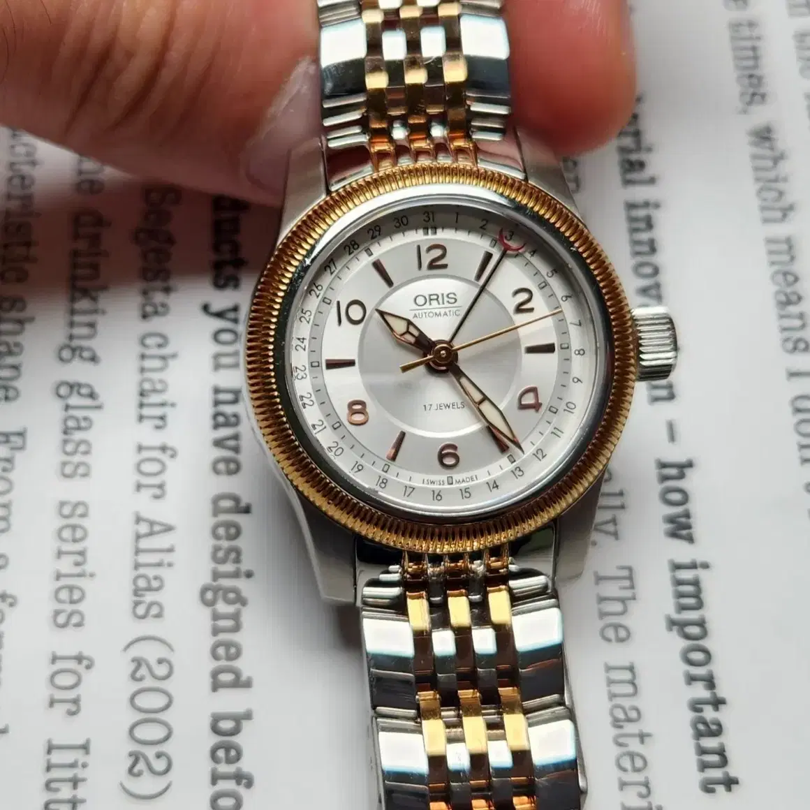 오리스 빅크라운 포인터데이트 코인베젤 로즈골즈 여성용 브슬 ver.