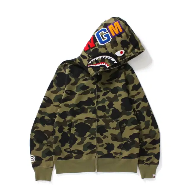 Bape shark hoodie 베이프 샤크 카모 후드집업 녹계