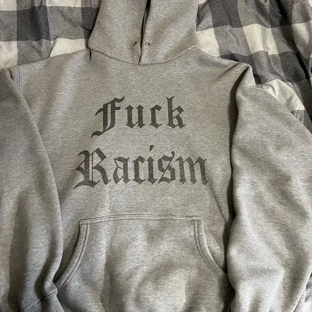 블라인드파일즈 Fuck Racism 후드 그레이 0