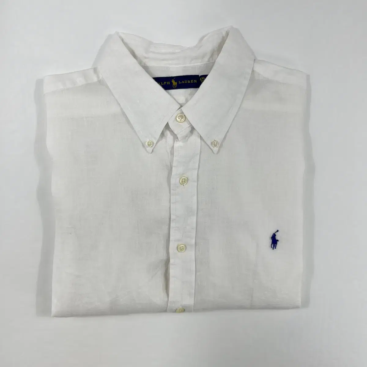 (CT512) XXL Polo Linen White Long Sleeve Shirt.polo