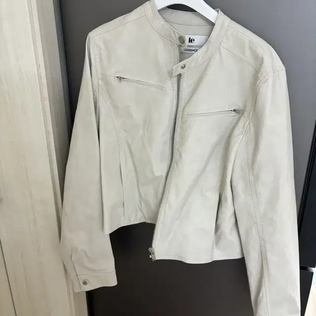 르 LE faux leather biker jacket beige