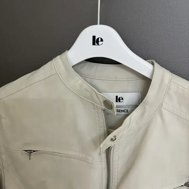 르 LE faux leather biker jacket beige