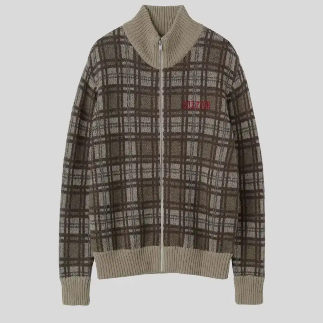 [XL] 스컬프터 집업 Mohair Check Zip-Up Brown