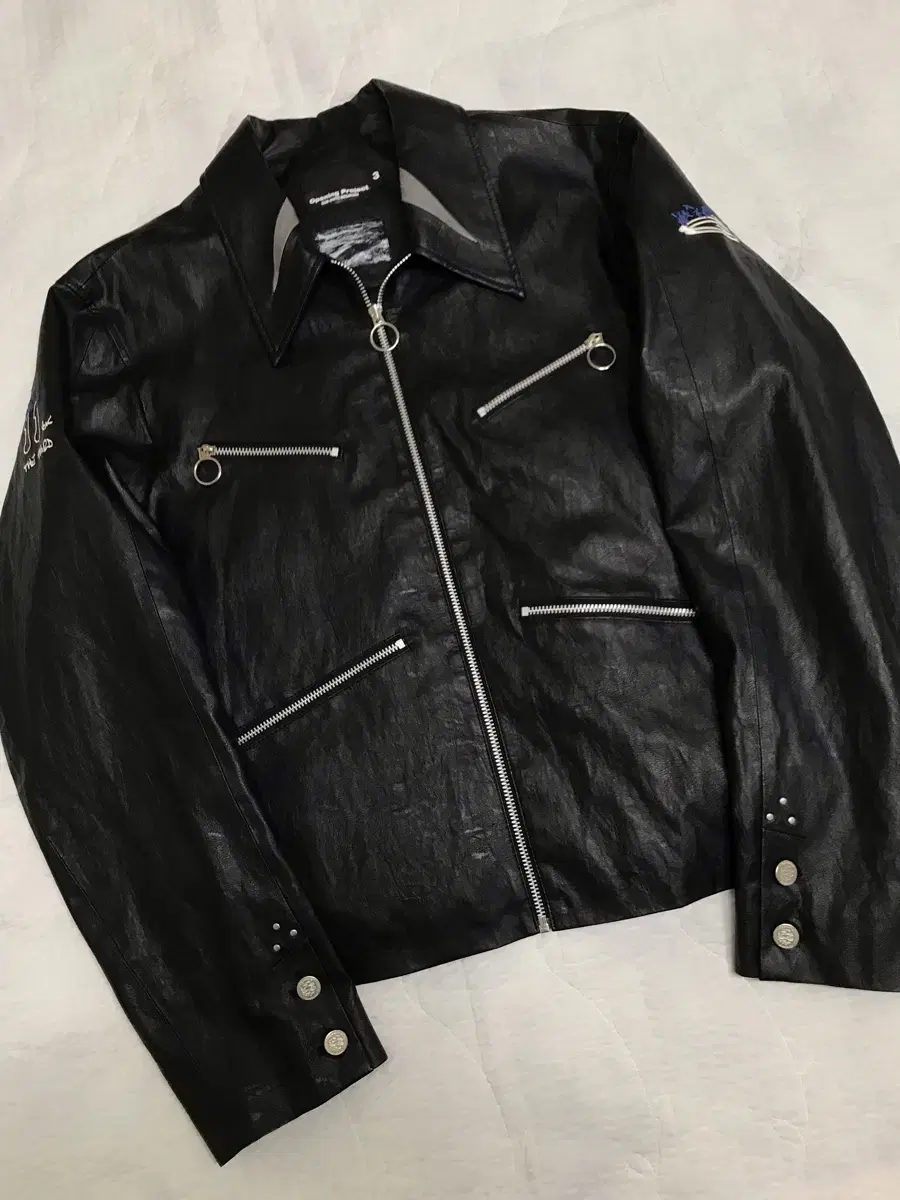 OpeningProject New Arrivals Black Leather Bike Jacket Size 3